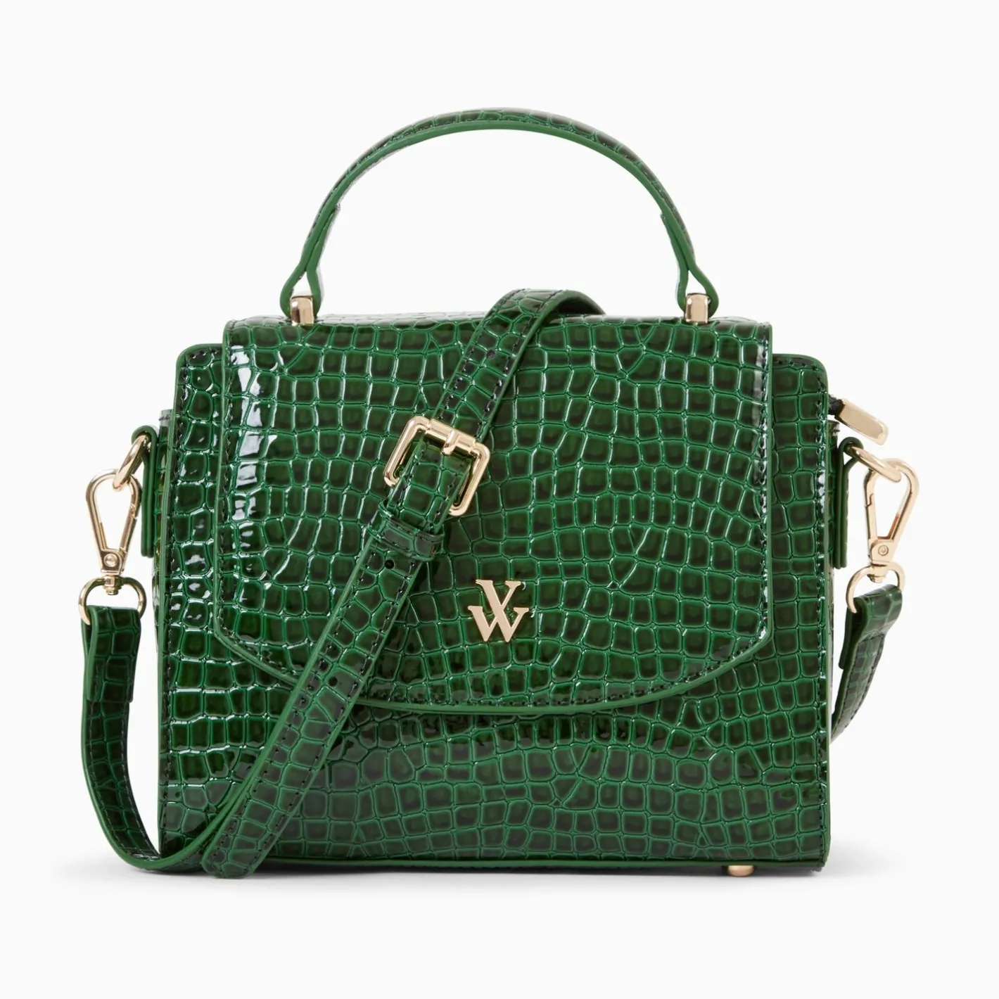 Vanessa Wu Petit Sac A Main Joanne Vert Croco Discount