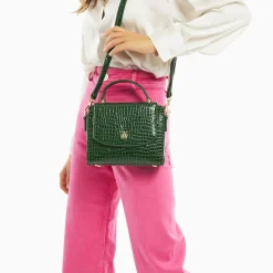 Vanessa Wu Petit Sac A Main Joanne Vert Croco Discount