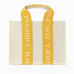 Vanessa Wu Petit Sac A Main Shopper Ophra Beige Et Jaune Sale