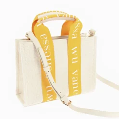 Vanessa Wu Petit Sac A Main Shopper Ophra Beige Et Jaune Sale