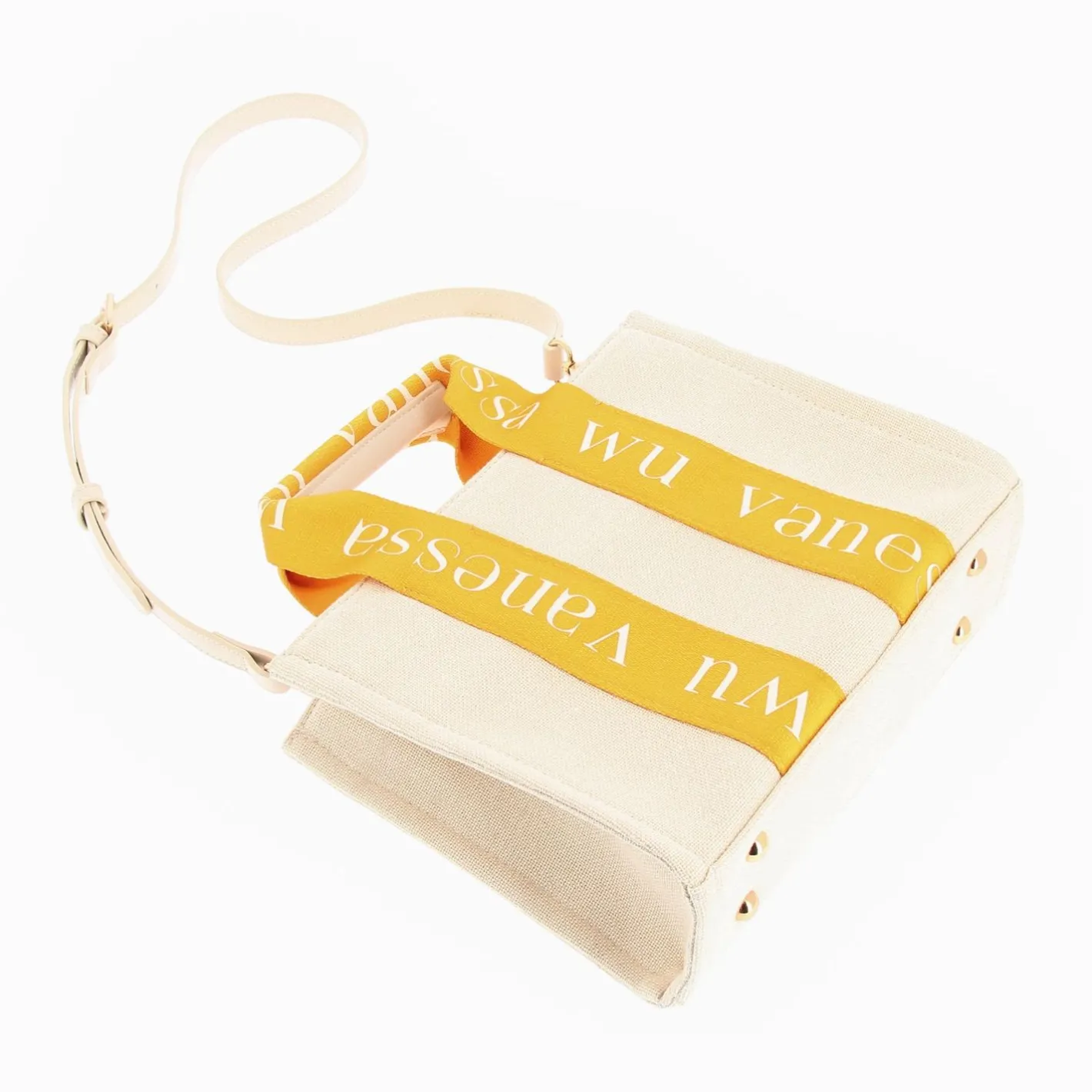 Vanessa Wu Petit Sac A Main Shopper Ophra Beige Et Jaune Sale
