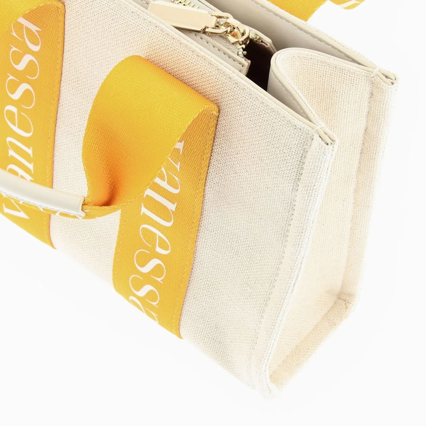 Vanessa Wu Petit Sac A Main Shopper Ophra Beige Et Jaune Sale