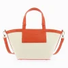 Vanessa Wu Petit Sac Cabas Trapeze Eve Beige Et Orange Outlet