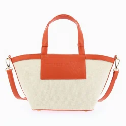 Vanessa Wu Petit Sac Cabas Trapeze Eve Beige Et Orange Outlet