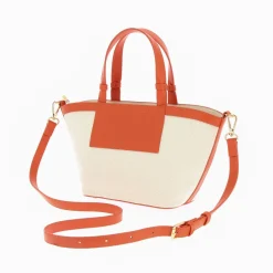 Vanessa Wu Petit Sac Cabas Trapeze Eve Beige Et Orange Outlet