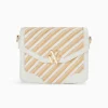Vanessa Wu Petit Sac Cartable Aline Blanc Et Beige Tresse Hot