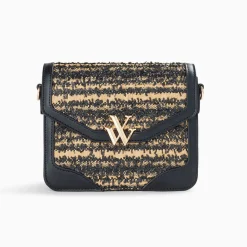 Vanessa Wu Petit Sac Cartable Aline Noir Et Beige Best
