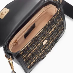 Vanessa Wu Petit Sac Cartable Aline Noir Et Beige Best