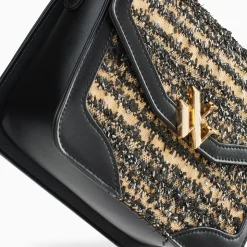 Vanessa Wu Petit Sac Cartable Aline Noir Et Beige Best