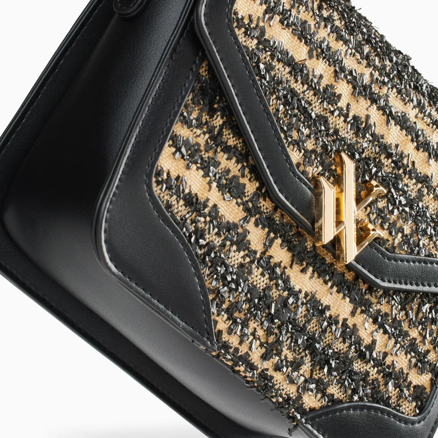 Vanessa Wu Petit Sac Cartable Aline Noir Et Beige Best