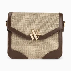 Vanessa Wu Petit Sac Cartable Blair Marron En Tweed Discount