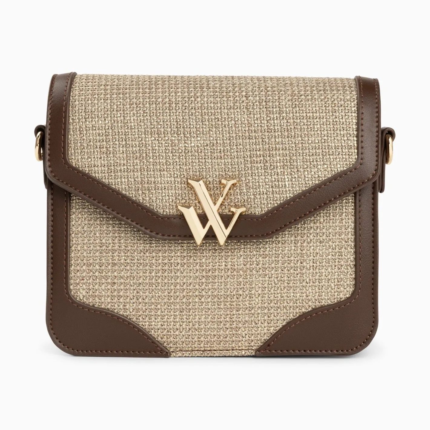 Vanessa Wu Petit Sac Cartable Blair Marron En Tweed Discount