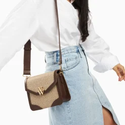 Vanessa Wu Petit Sac Cartable Blair Marron En Tweed Discount