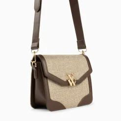 Vanessa Wu Petit Sac Cartable Blair Marron En Tweed Discount