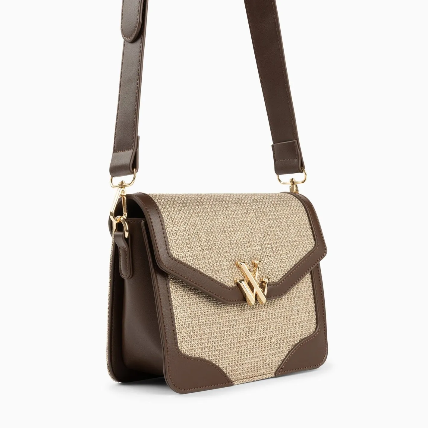 Vanessa Wu Petit Sac Cartable Blair Marron En Tweed Discount