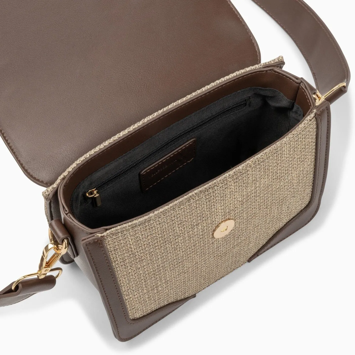 Vanessa Wu Petit Sac Cartable Blair Marron En Tweed Discount