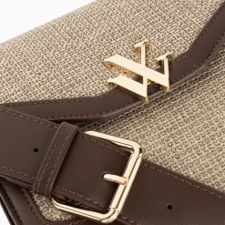 Vanessa Wu Petit Sac Cartable Blair Marron En Tweed Discount