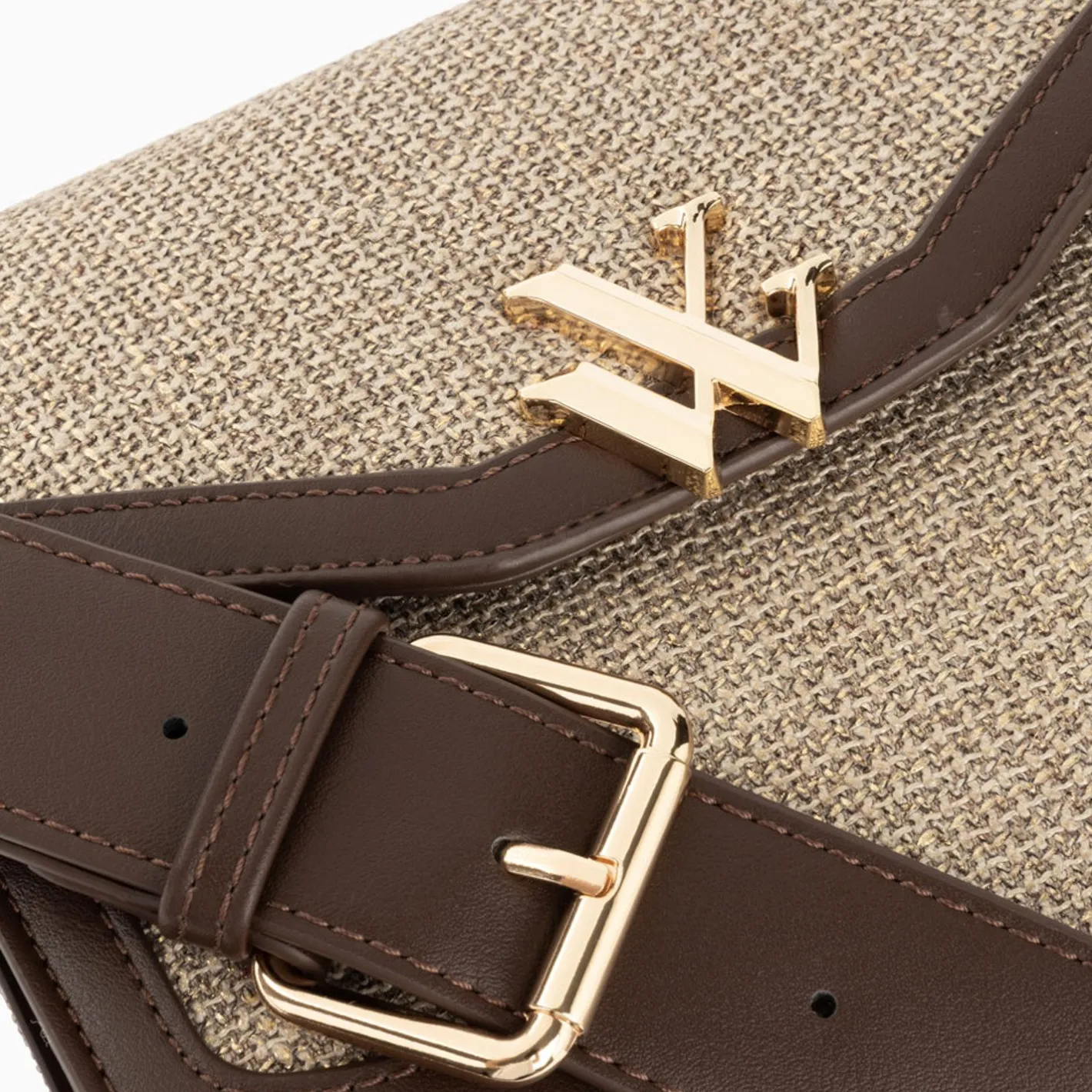 Vanessa Wu Petit Sac Cartable Blair Marron En Tweed Discount