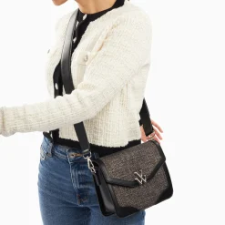 Vanessa Wu Petit Sac Cartable Blair Noir En Tweed Hot