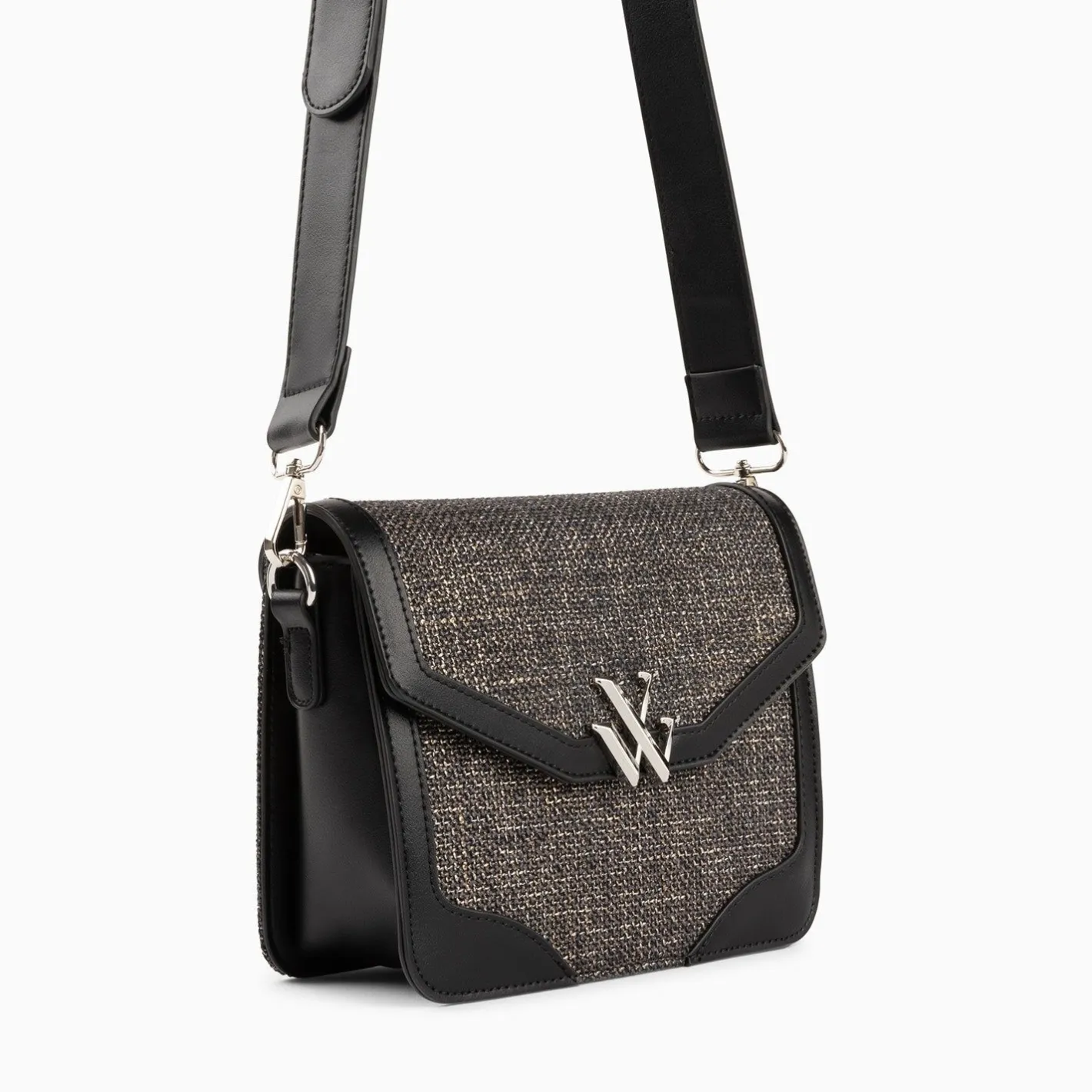 Vanessa Wu Petit Sac Cartable Blair Noir En Tweed Hot