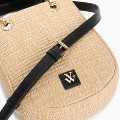 Vanessa Wu Petit Sac Mounia En Raphia Beige A Details Noirs Discount