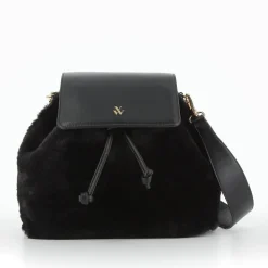 Vanessa Wu Sac A Dos Edith Noir En Fausse Fourrure Outlet