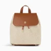 Vanessa Wu Sac A Dos Myriam En Raphia Ecru Et Camel Outlet