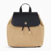 Vanessa Wu Sac A Dos Myriam En Raphia Beige Et Noir Clearance