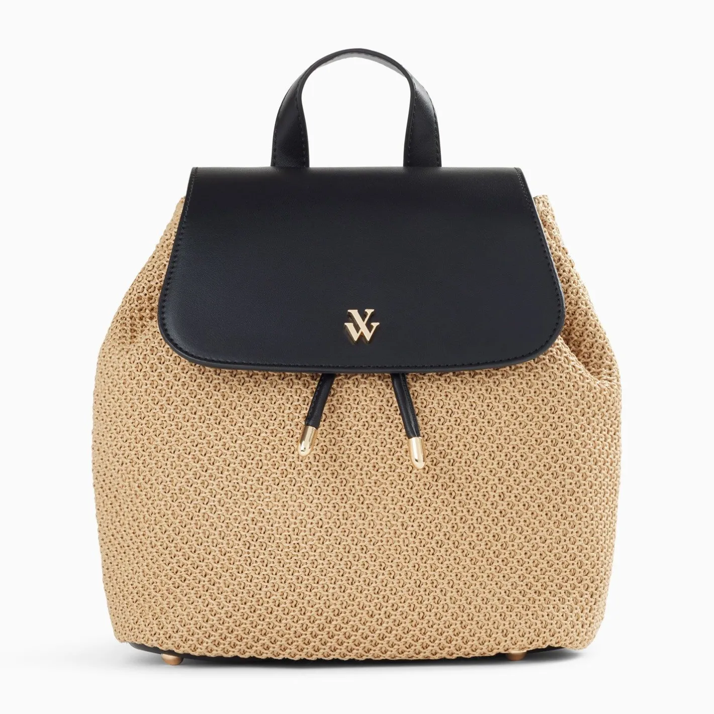 Vanessa Wu Sac A Dos Myriam En Raphia Beige Et Noir Clearance