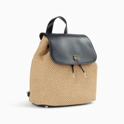 Vanessa Wu Sac A Dos Myriam En Raphia Beige Et Noir Clearance