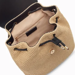 Vanessa Wu Sac A Dos Myriam En Raphia Beige Et Noir Clearance