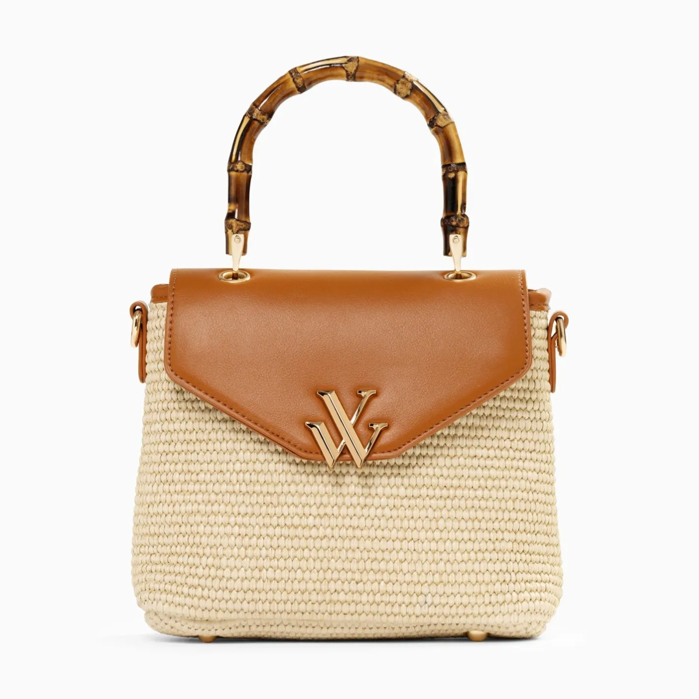 Vanessa Wu Sac A Main Gwenaelle Camel A Anse En Faux Bambou Sale