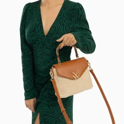 Vanessa Wu Sac A Main Gwenaelle Camel A Anse En Faux Bambou Sale