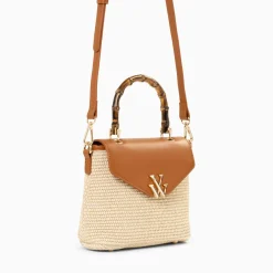 Vanessa Wu Sac A Main Gwenaelle Camel A Anse En Faux Bambou Sale