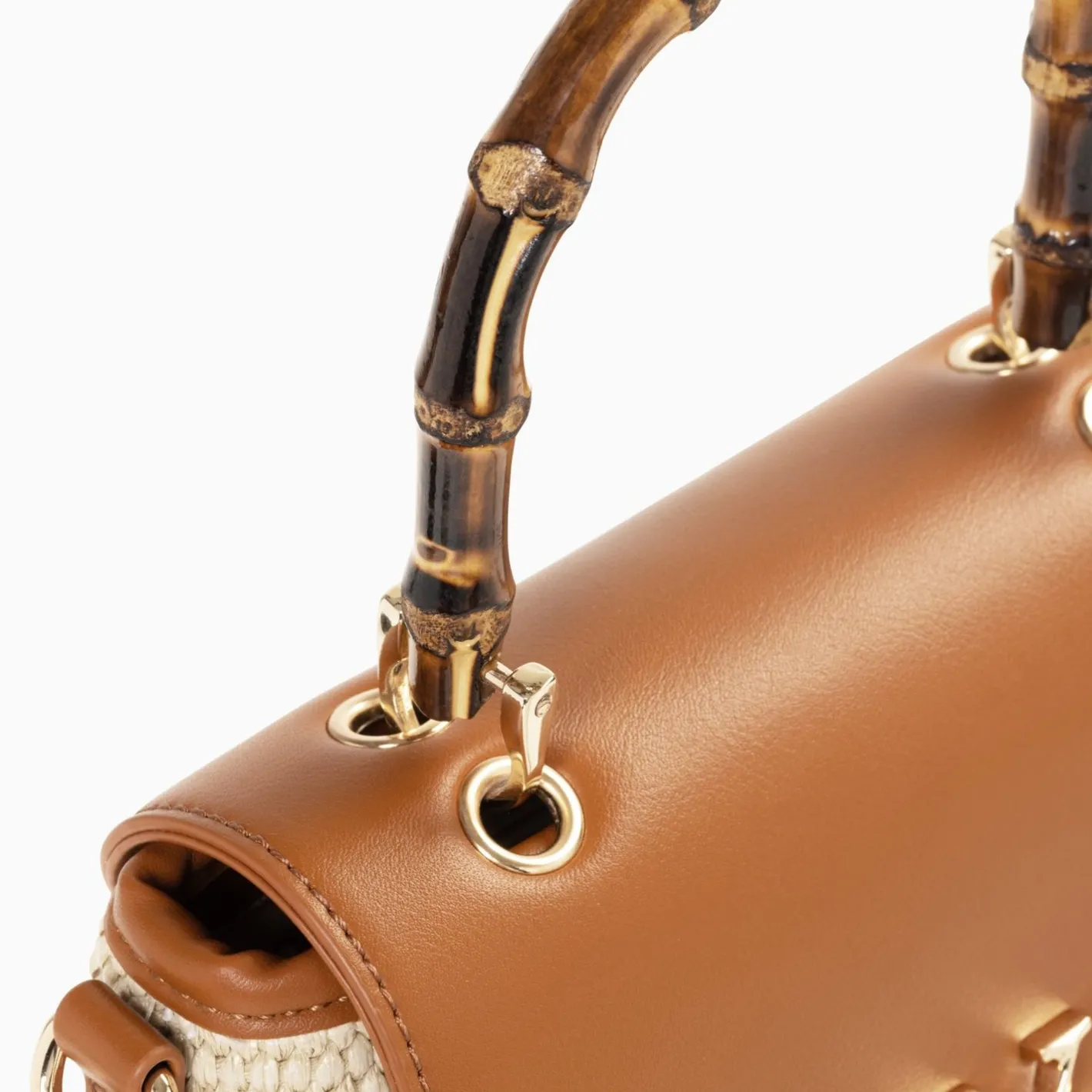 Vanessa Wu Sac A Main Gwenaelle Camel A Anse En Faux Bambou Sale