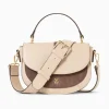 Vanessa Wu Sac A Main Loeline Bi-Matiere Taupe Outlet