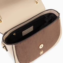 Vanessa Wu Sac A Main Loeline Bi-Matiere Taupe Outlet