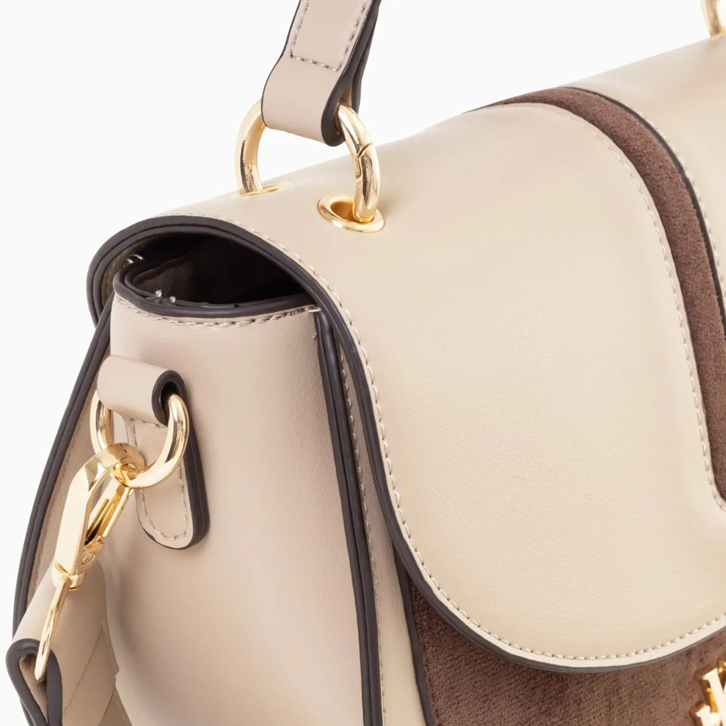 Vanessa Wu Sac A Main Loeline Bi-Matiere Taupe Outlet