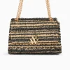 Vanessa Wu Sac A Main Naomi Noir Et Beige A Chaine Clearance