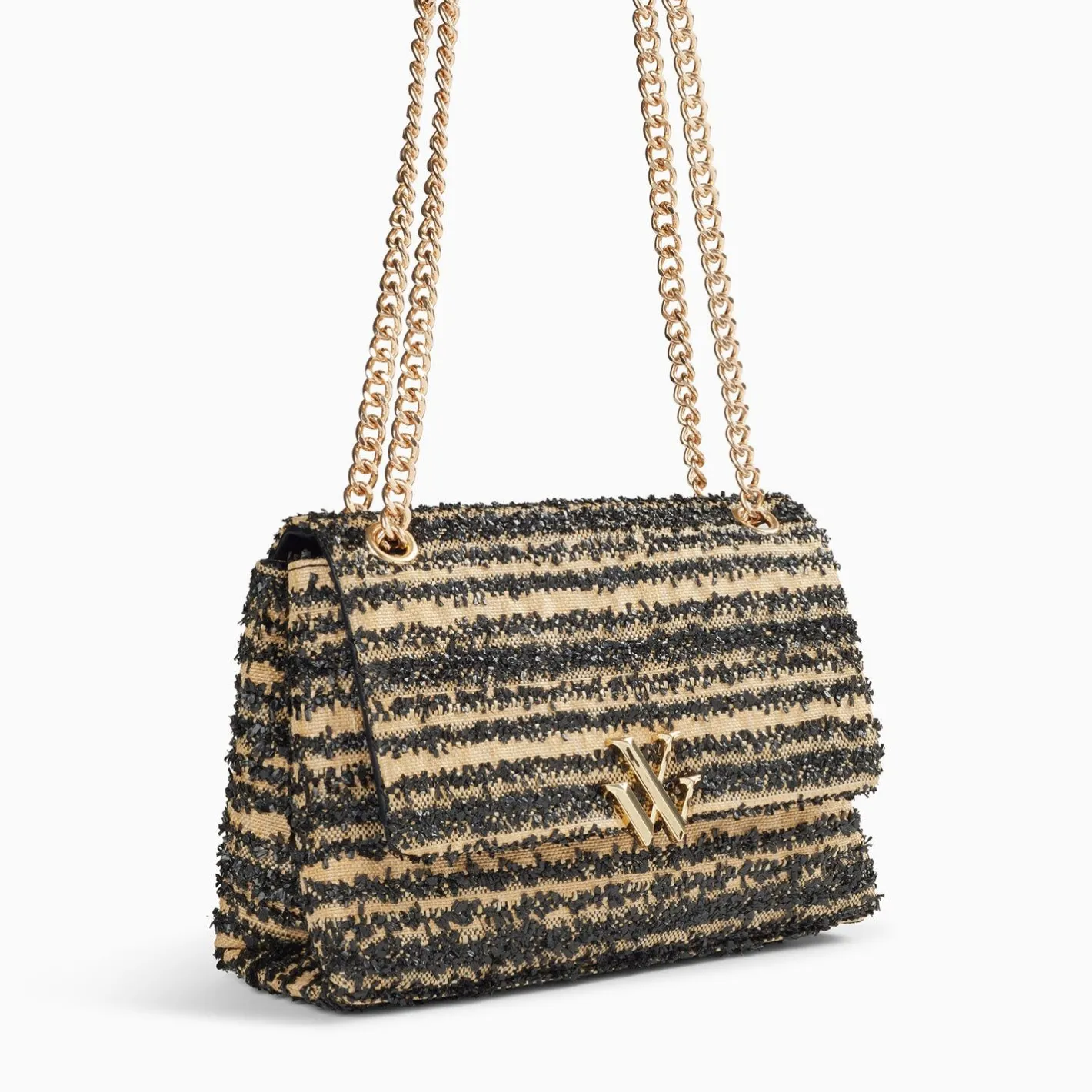 Vanessa Wu Sac A Main Naomi Noir Et Beige A Chaine Clearance