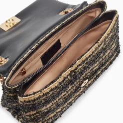 Vanessa Wu Sac A Main Naomi Noir Et Beige A Chaine Clearance
