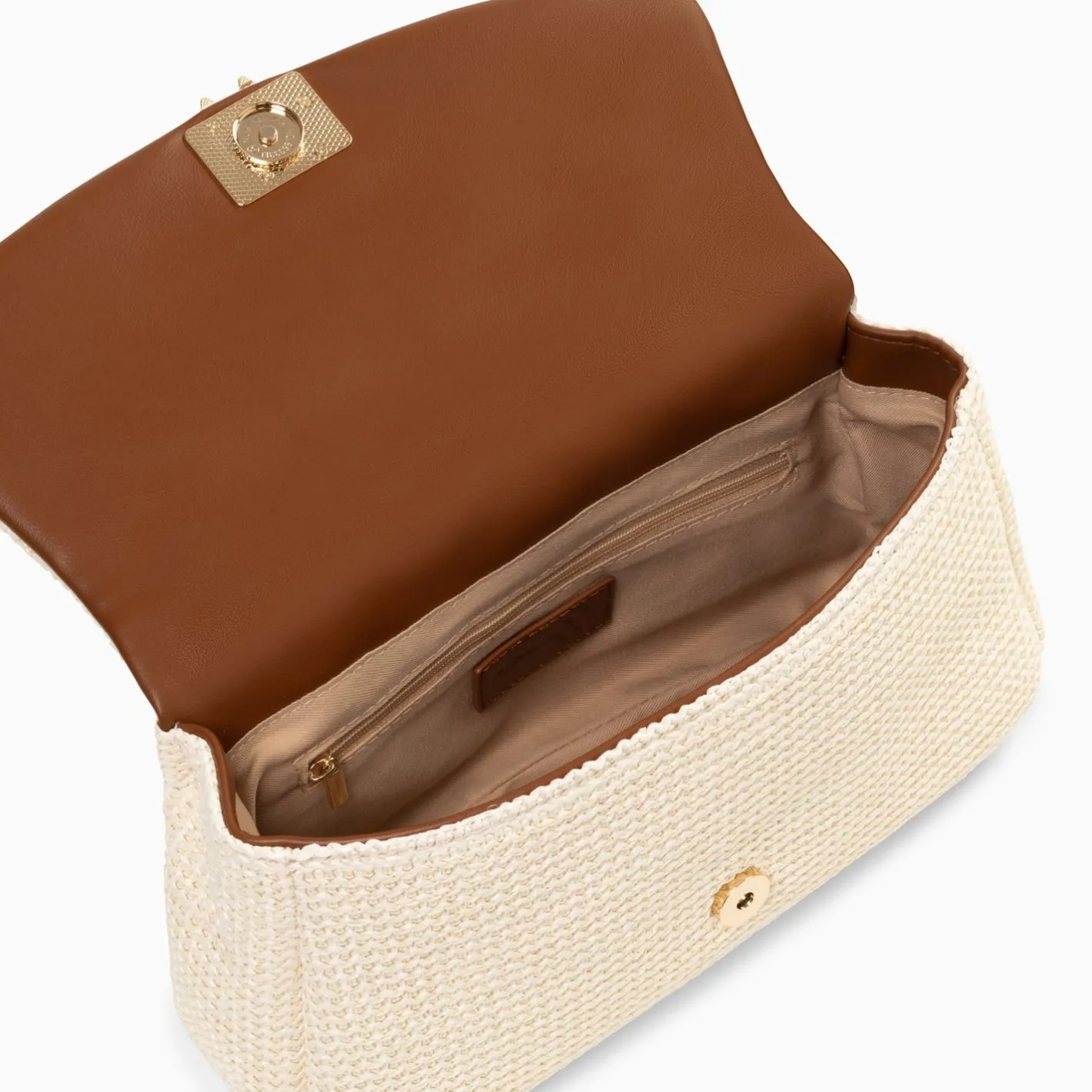 Vanessa Wu Sac Baguette Isaline En Raphia Beige Clair A Anse Tressee