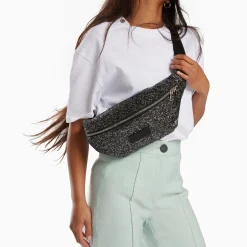Vanessa Wu Sac Banane Lydie Noir A Paillettes Outlet