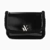 Vanessa Wu Sac Bandouliere Bertina Noir A Rabat Et Faux Shearling Sale