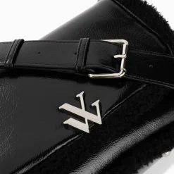 Vanessa Wu Sac Bandouliere Bertina Noir A Rabat Et Faux Shearling Sale