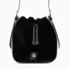 Vanessa Wu Sac Bourse Gladis Noir En Fausse Fourrure