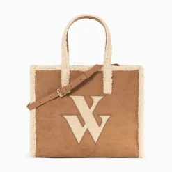 Vanessa Wu Sac Cabas Luba Camel Et Beige En Fausse Fourrure Hot