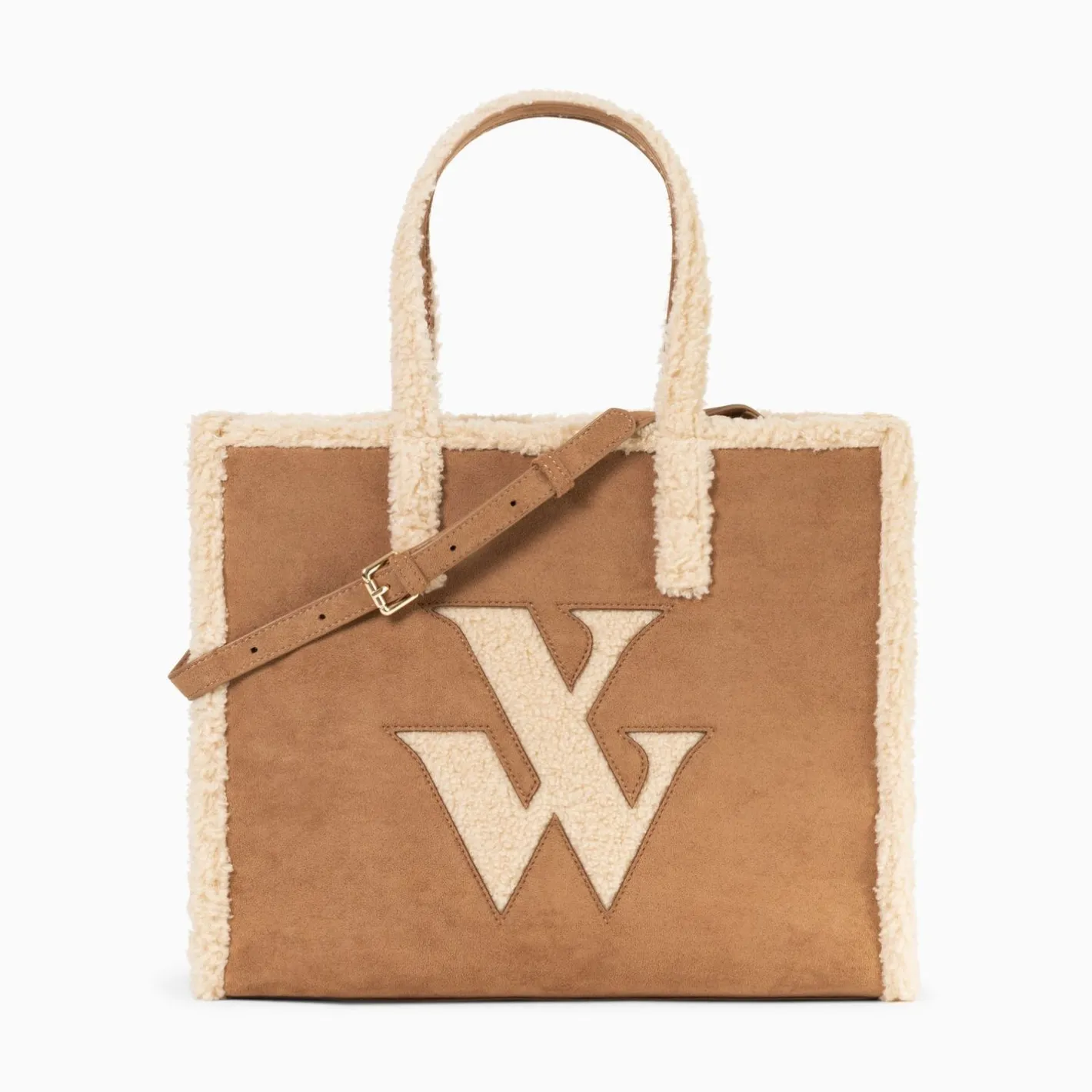 Vanessa Wu Sac Cabas Luba Camel Et Beige En Fausse Fourrure Hot