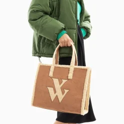 Vanessa Wu Sac Cabas Luba Camel Et Beige En Fausse Fourrure Hot