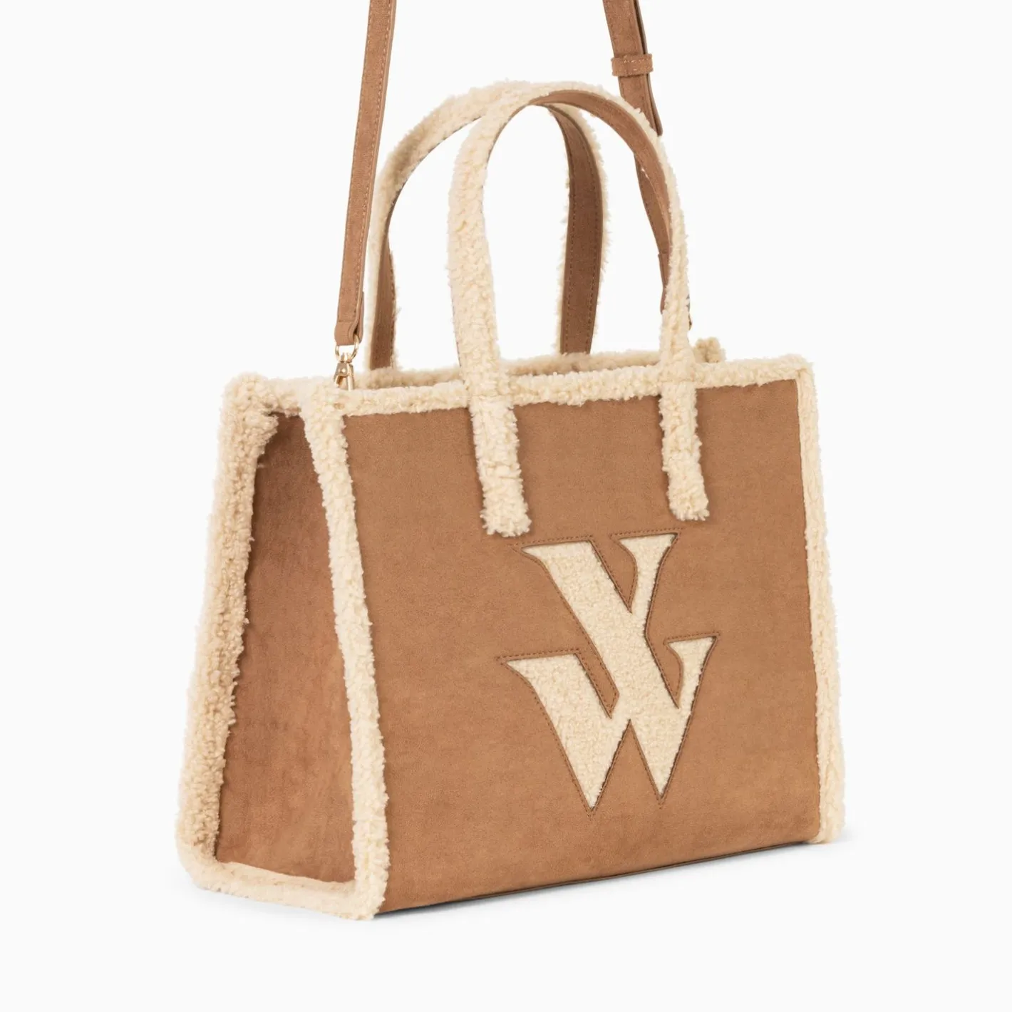 Vanessa Wu Sac Cabas Luba Camel Et Beige En Fausse Fourrure Hot